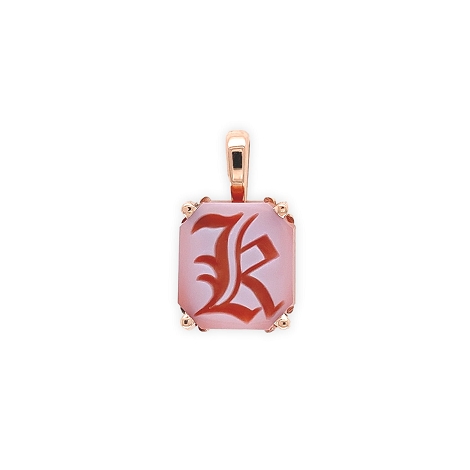 14K Rose Gold Agate Signet Pendant 